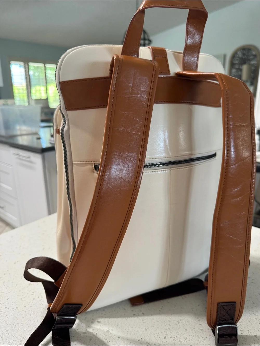 Cluci Ivory laptop backpack, travel backpack, Vegan Leather computer bag.